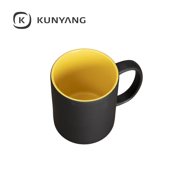 11oz Two-Tone Engravable Matte Black Mug(new) Yellow