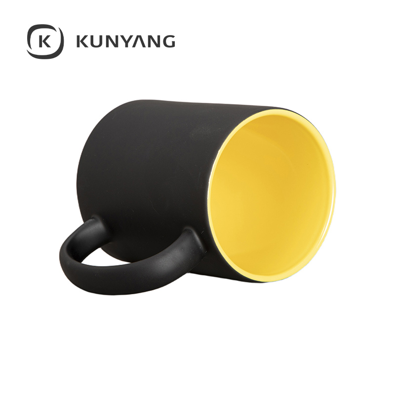 11oz Two-Tone Engravable Matte Black Mug(new) Yellow