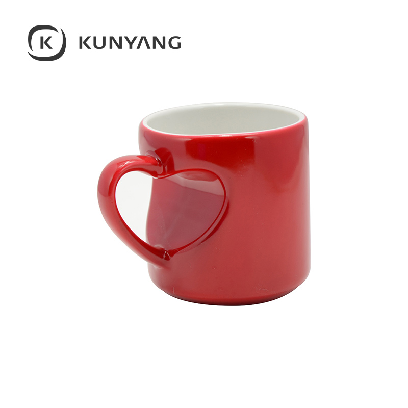 11oz Heart Shape Handle Color Changing Mug Red