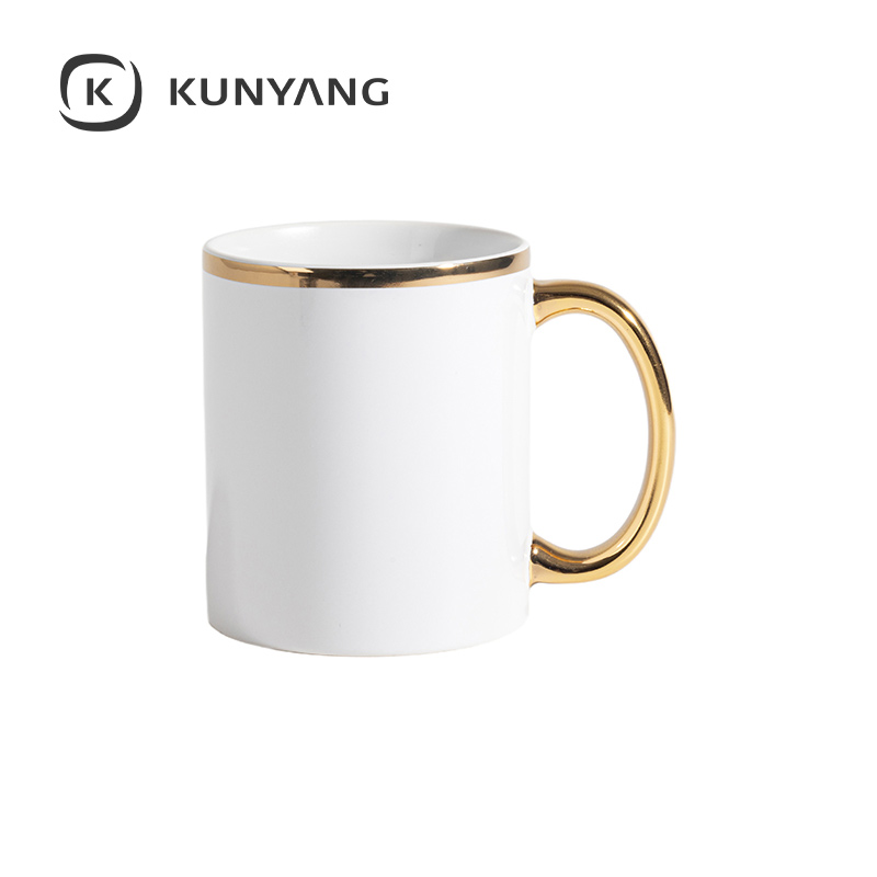 Metallic Rim & Handle Ceramic Mug