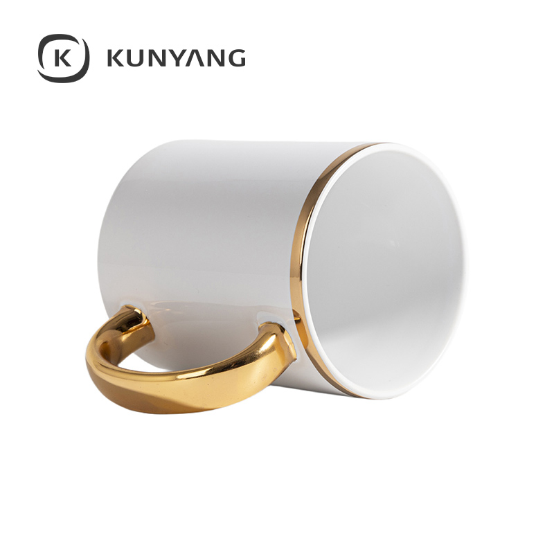 Metallic Rim & Handle Ceramic Mug