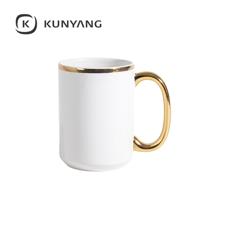 Metallic Rim & Handle Ceramic Mug