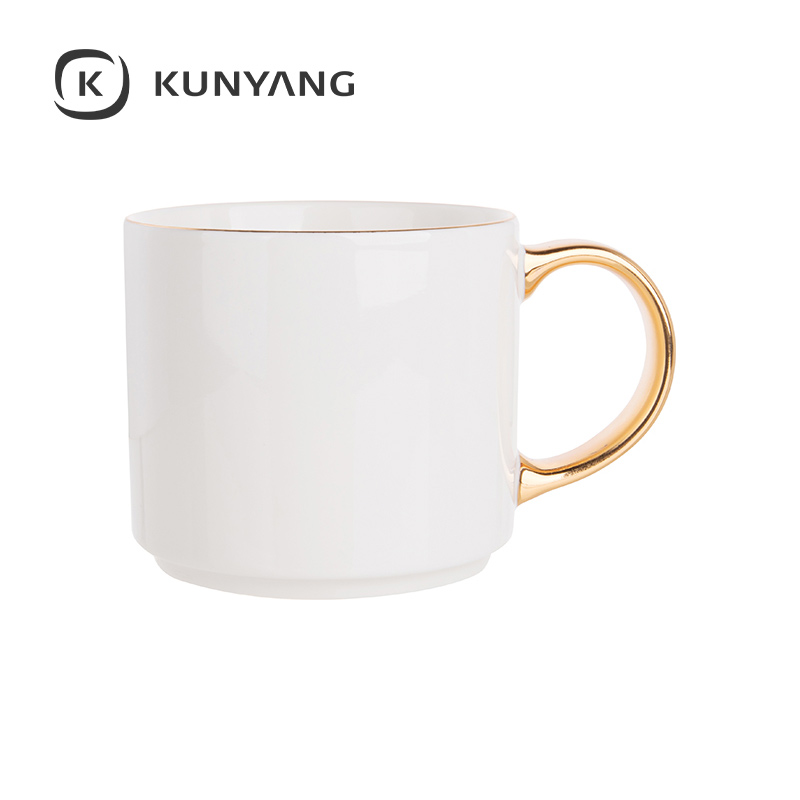 Metallic Rim & Handle Ceramic Mug