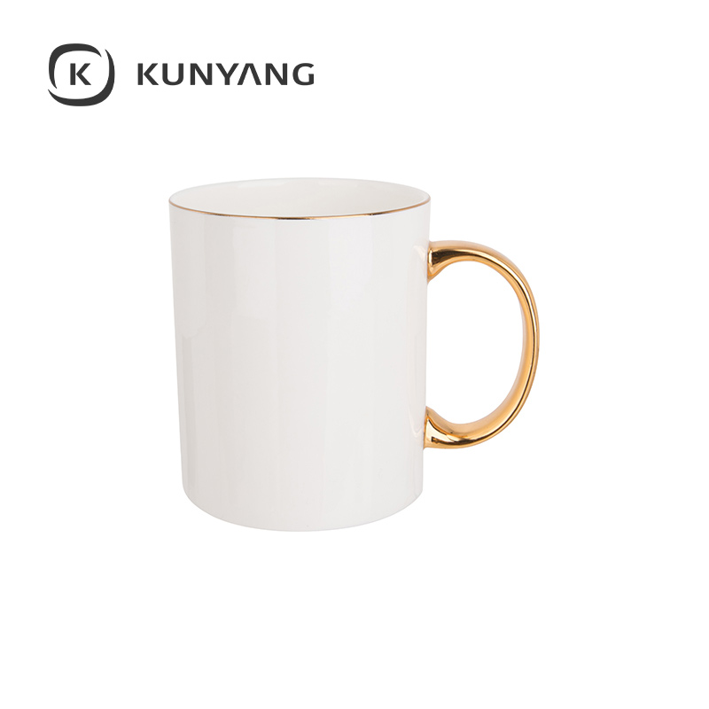 Metallic Rim & Handle Ceramic Mug