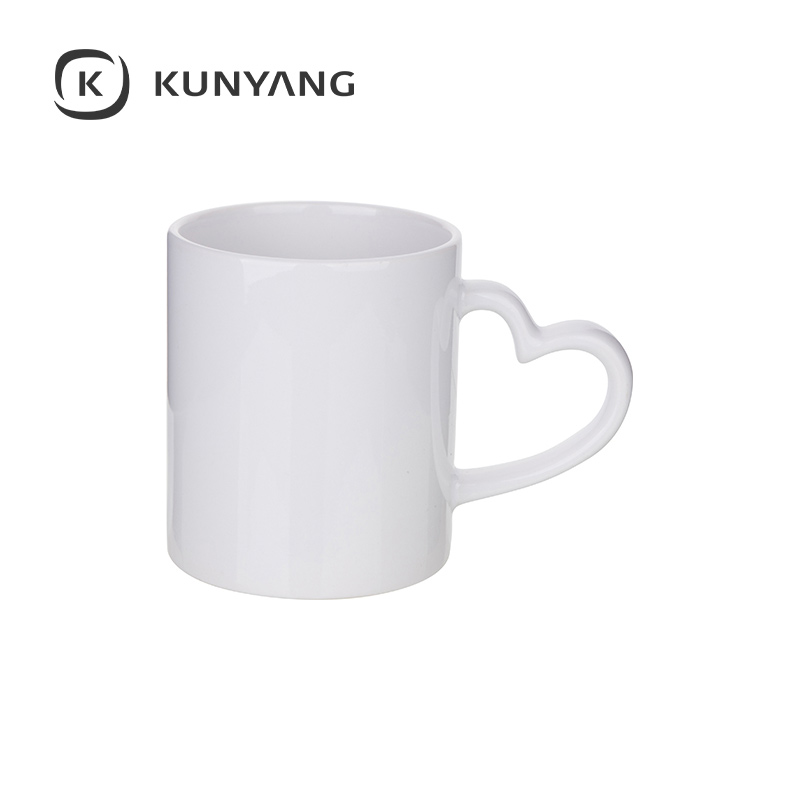 11oz White Mug with Heart Handle