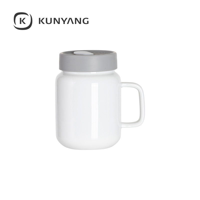 17oz/500ml Ceramic Mason Jar with Silicon Lid Gray