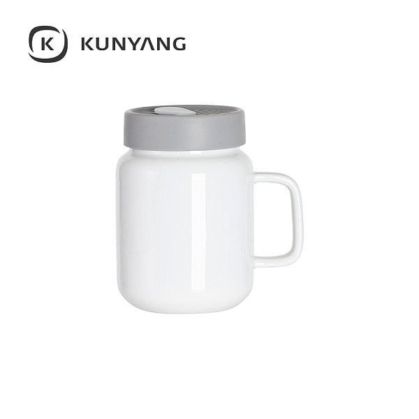 17oz/500ml Ceramic Mason Jar with Silicon Lid Gray