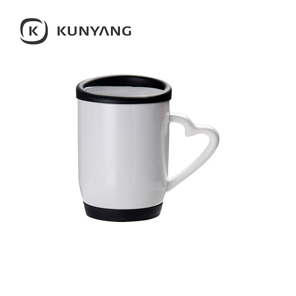 12oz/360ml Ceramic Mug w/Silicon Lid and Base Black