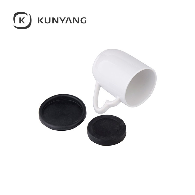 12oz/360ml Ceramic Mug w/Silicon Lid and Base Black
