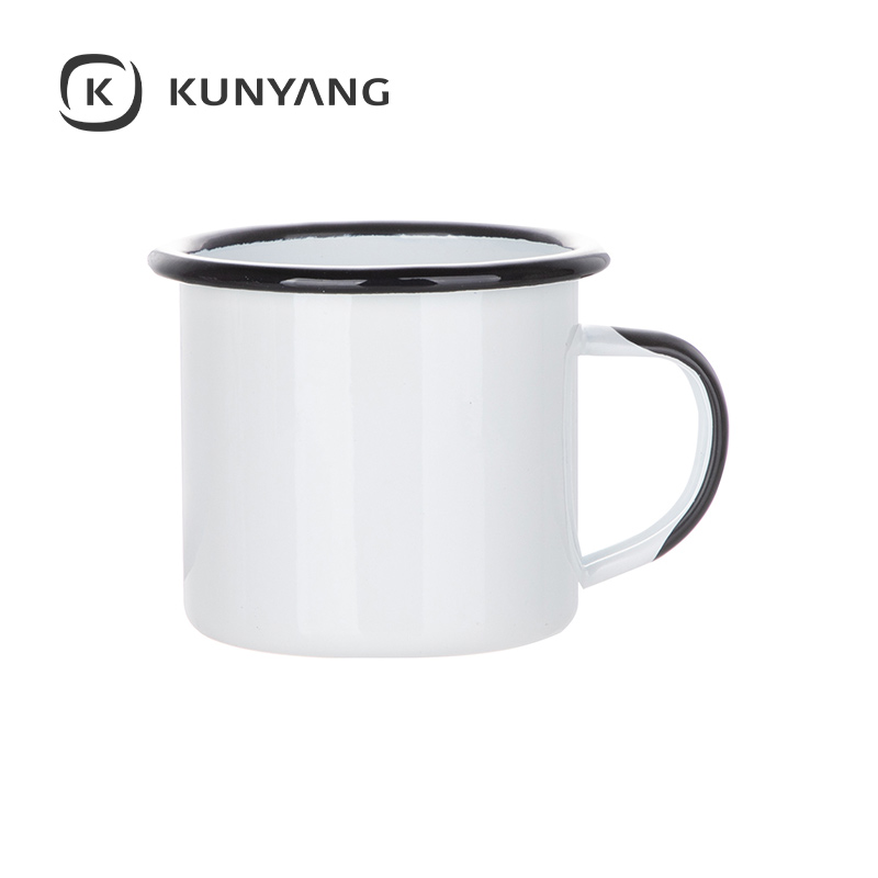 12oz/360ml Lnner and Rim Enamel Mug Black