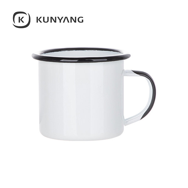 12oz/360ml Lnner and Rim Enamel Mug Black