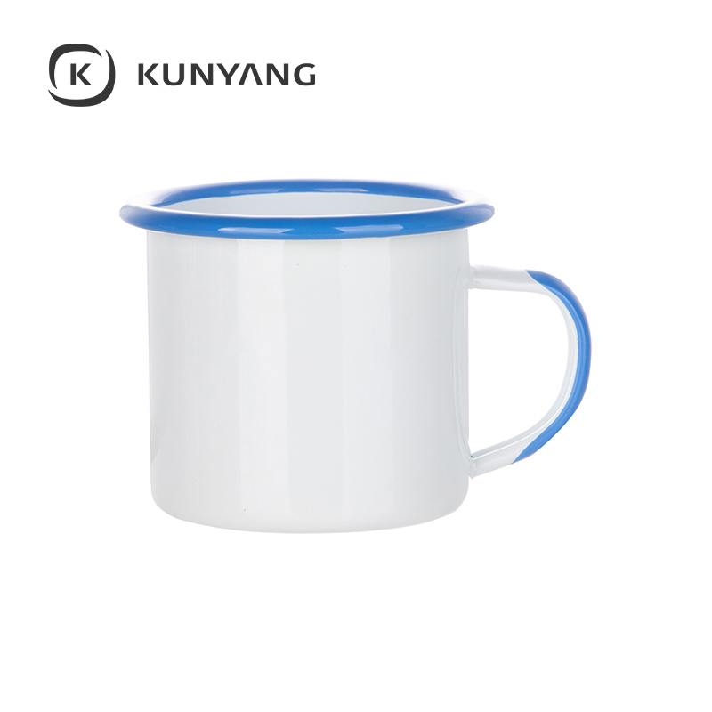 12oz/360ml Lnner and Rim Enamel Mug Blue