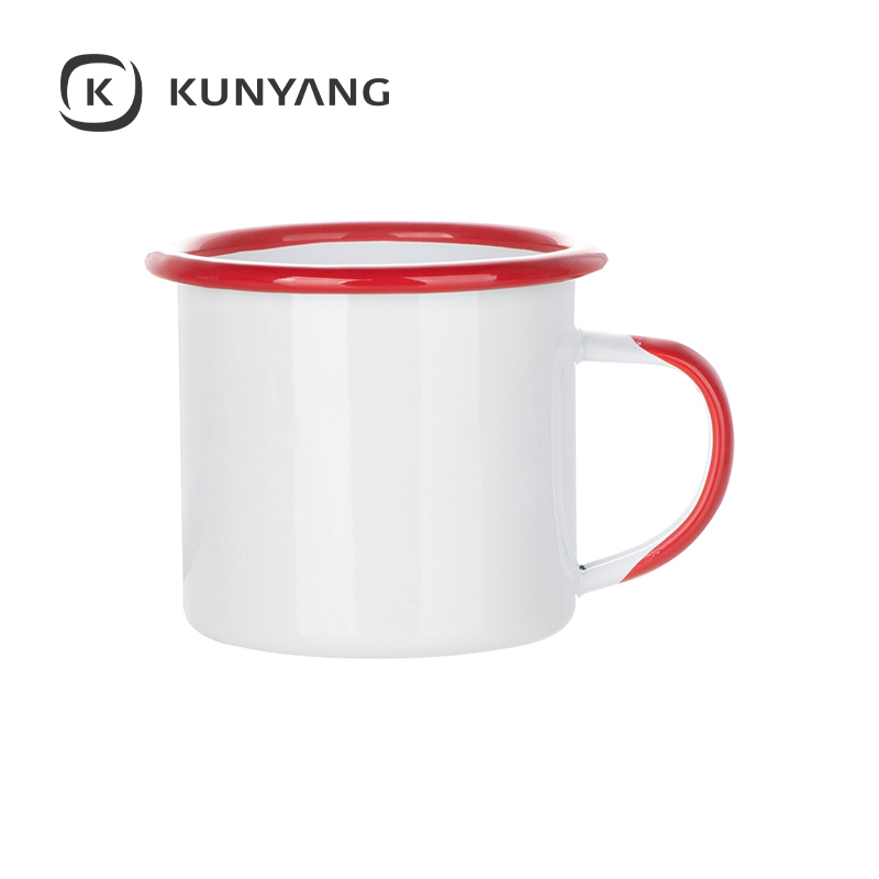 12oz/360ml Lnner and Rim Enamel Mug Red