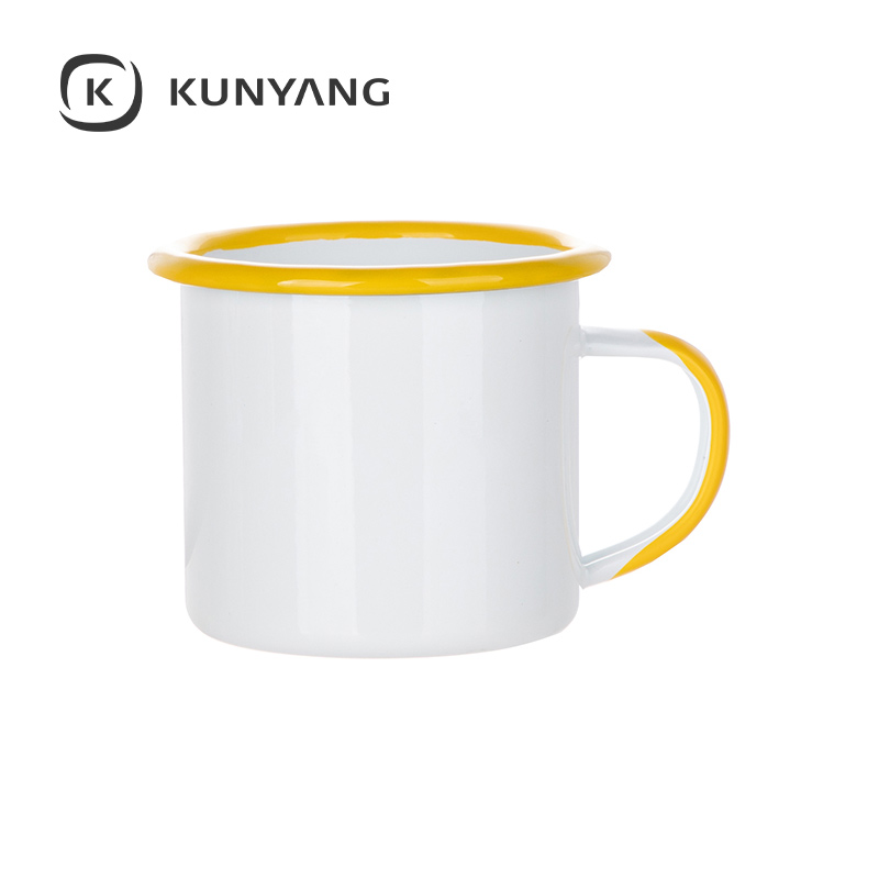12oz/360ml Lnner and Rim Enamel Mug Yellow