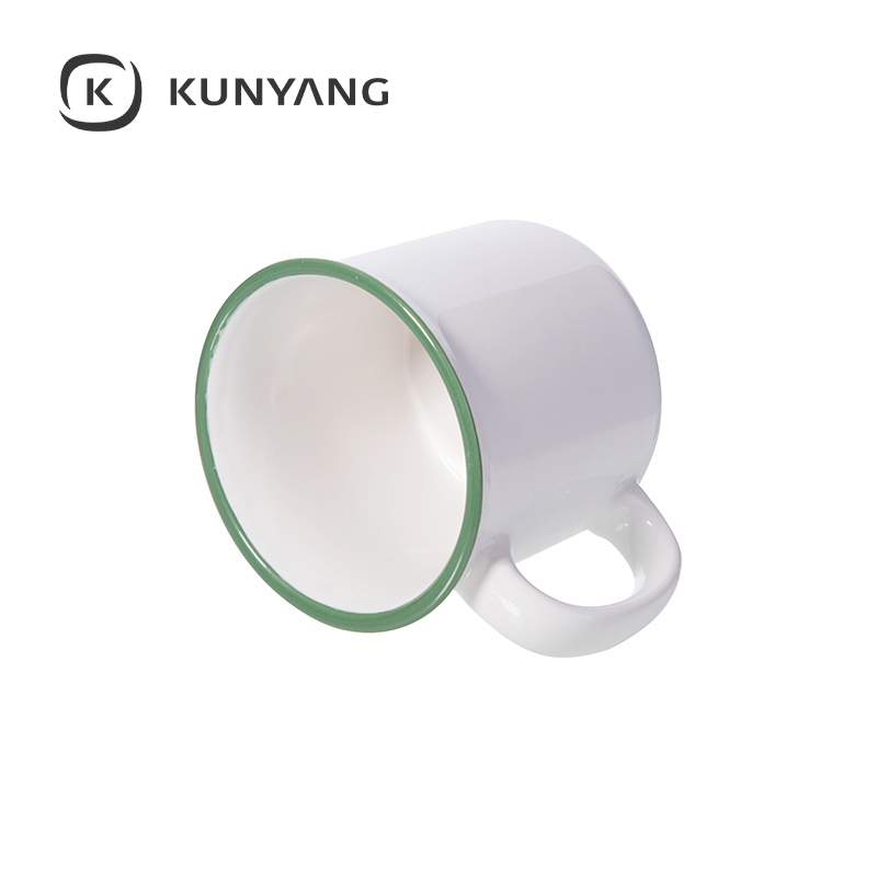 10oz/300ml Ceramic Enamel Mug Green