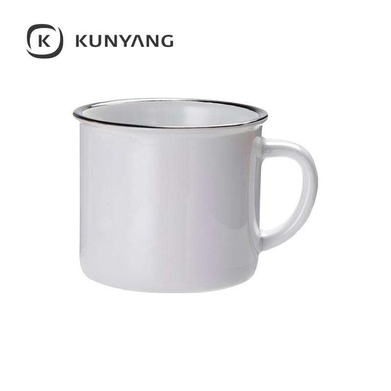 10oz/300ml Ceramic Enamel Mug Green Black