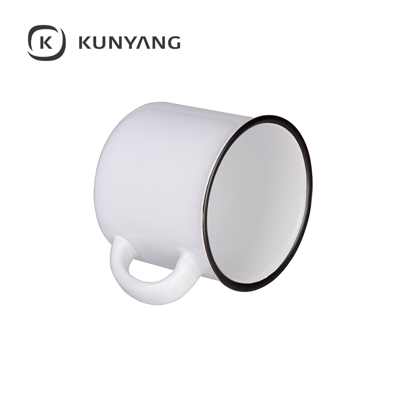 10oz/300ml Ceramic Enamel Mug Green Black