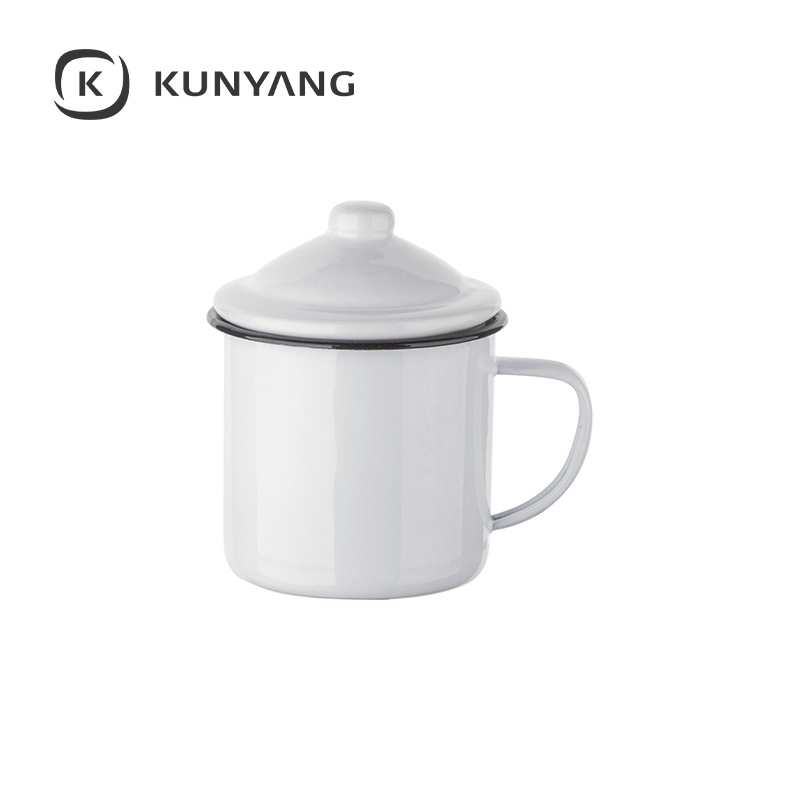 12oz Enamel Cup With Lid