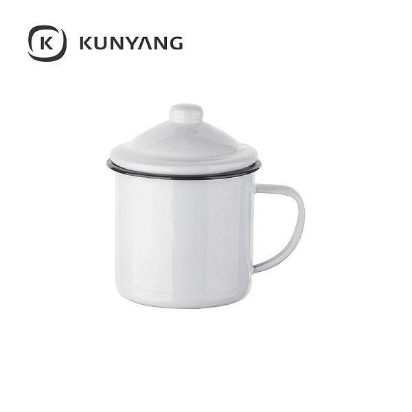 12oz Enamel Cup With Lid