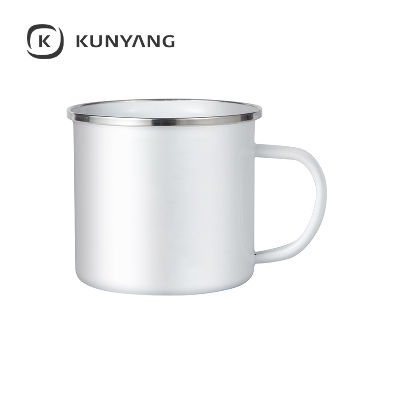 17oz/500ml Enamel Mug w/Flat Bottom (White)