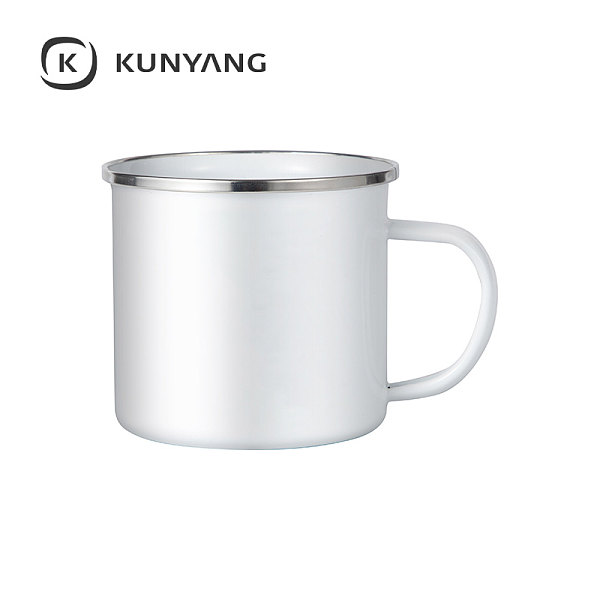 17oz/500ml Enamel Mug w/Flat Bottom (White)