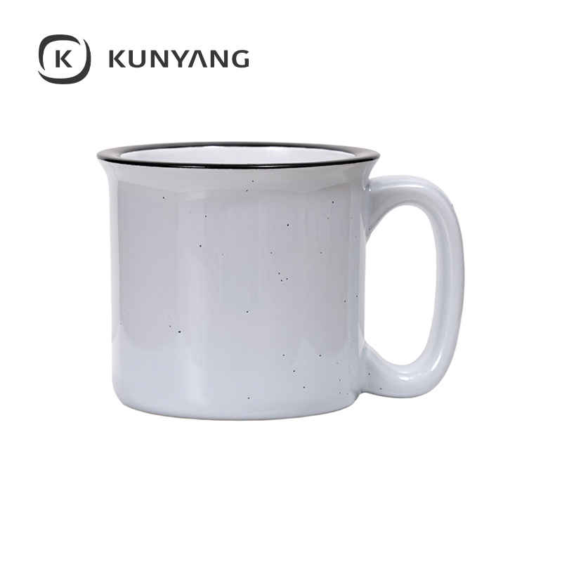13oz/400ml Ceramic Enamel Mug Light Grey Patten