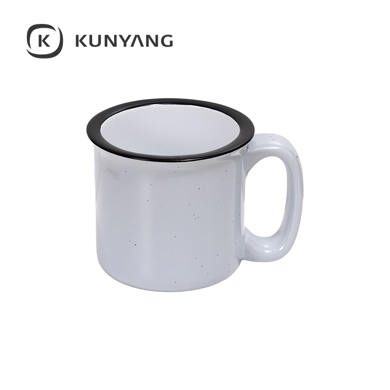 13oz/400ml Ceramic Enamel Mug Light Grey Patten