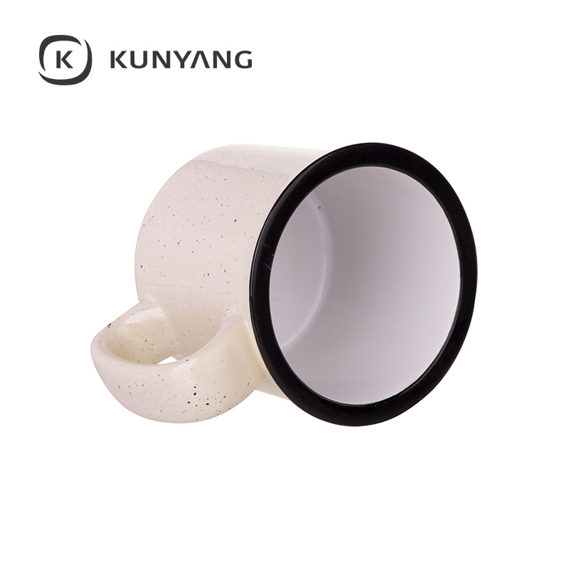 13oz/400ml Ceramic Enamel Mug Beige Pattern