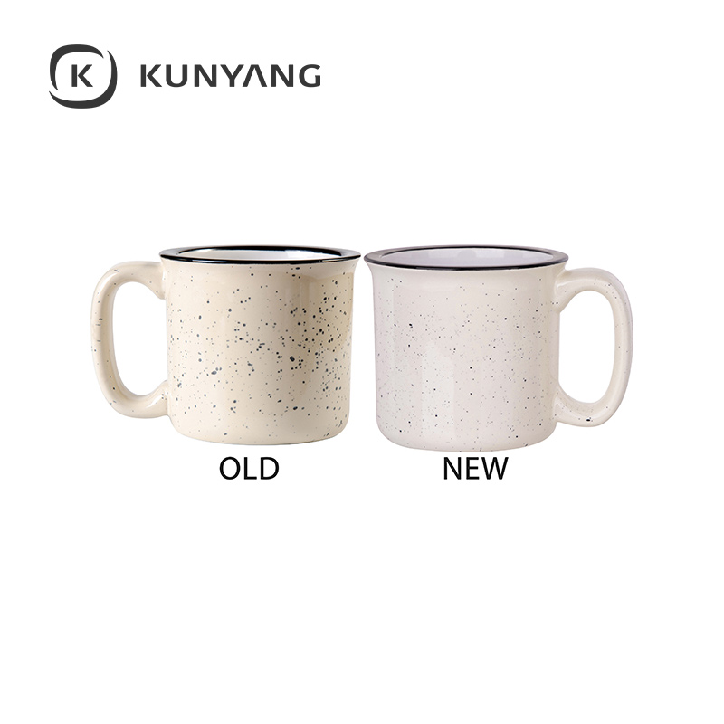 13oz/400ml Ceramic Enamel Mug Beige Pattern