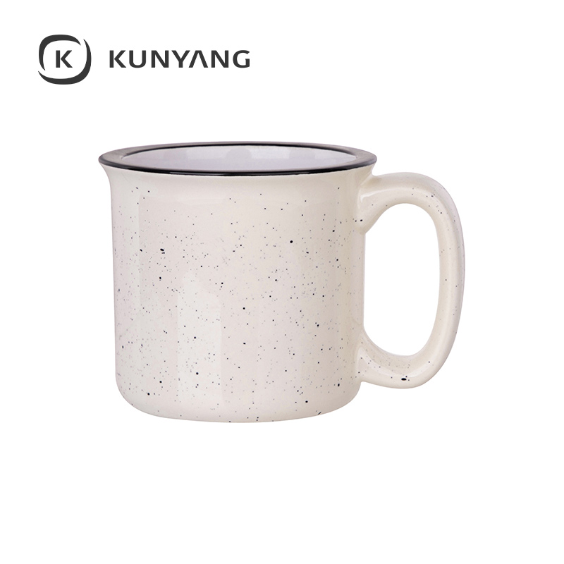 13oz/400ml Ceramic Enamel Mug Beige Pattern