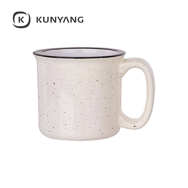 13oz/400ml Ceramic Enamel Mug Beige Pattern