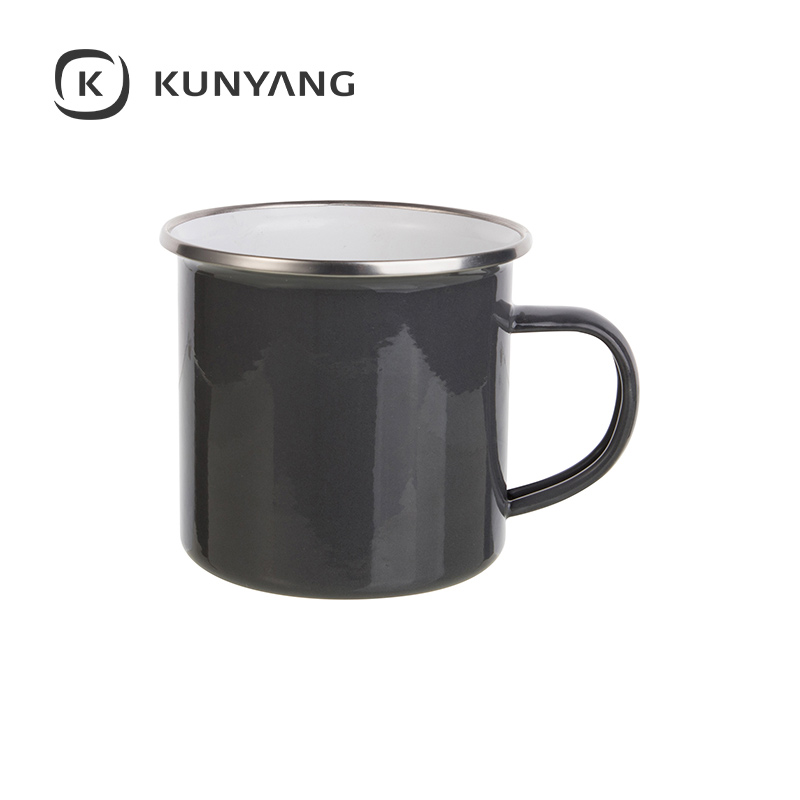 12oz Enamel Mug Gray Black