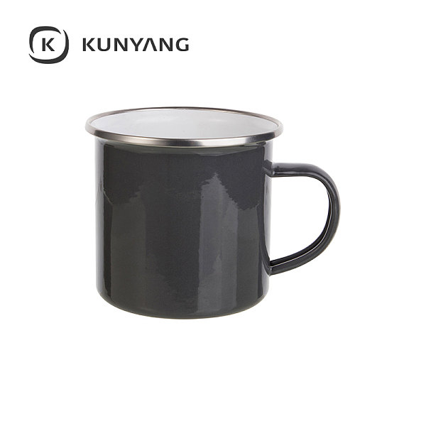 12oz Enamel Mug Gray Black