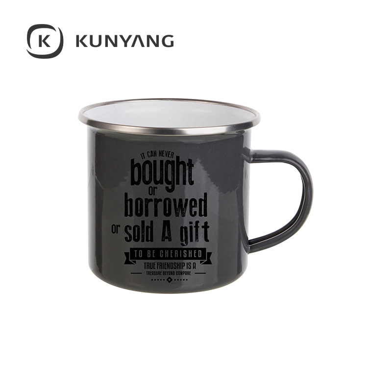 12oz Enamel Mug Gray Black