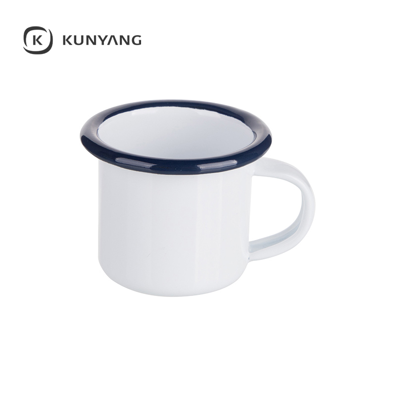 3oz/100ml Colored Enamel Mug White Blue