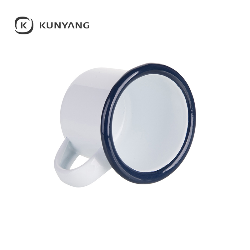 3oz/100ml Colored Enamel Mug White Blue