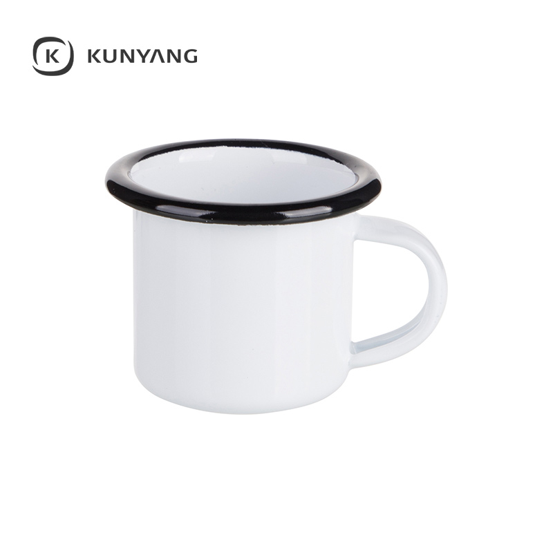 3oz/100ml Colored Enamel Mug White Black