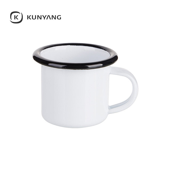 3oz/100ml Colored Enamel Mug White Black