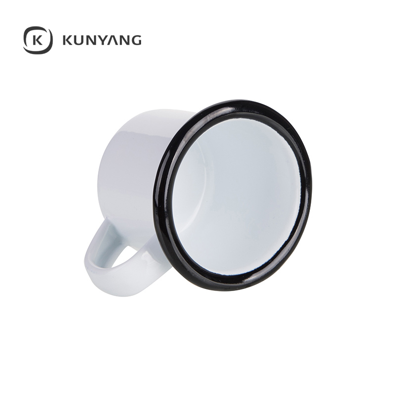 3oz/100ml Colored Enamel Mug White Black