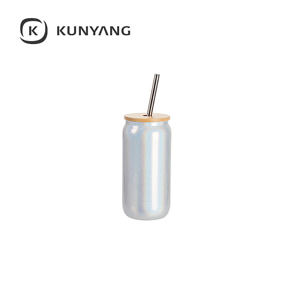 18oz/550ml Clear Sparkling Rainbow Glass Can 