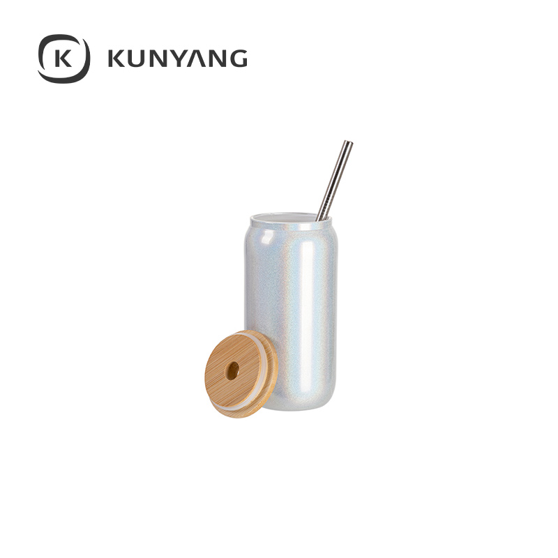 18oz/550ml Clear Sparkling Rainbow Glass Can 