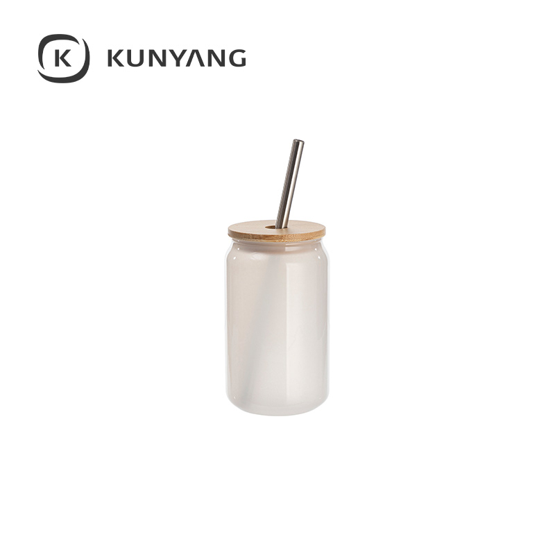 Cold Color Glass Can with Bamboo Lid Black