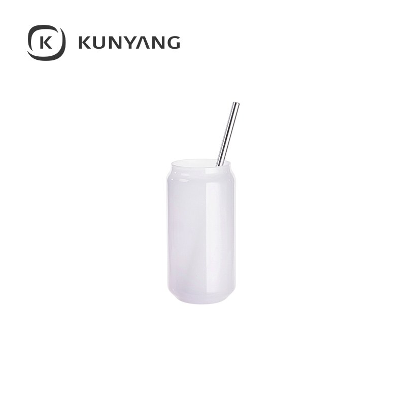 Cold Color Glass Can with Bamboo Lid Blue