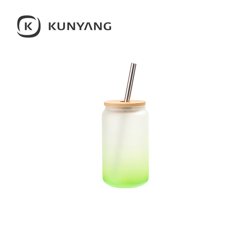 13oz/400ml Glass Mugs with Bamboo Lid Green
