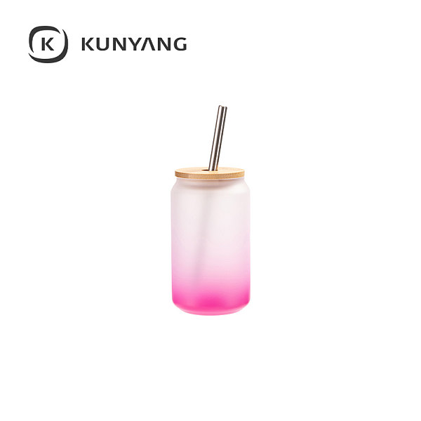 13oz/400ml Glass Mugs with Bamboo Lid Purple