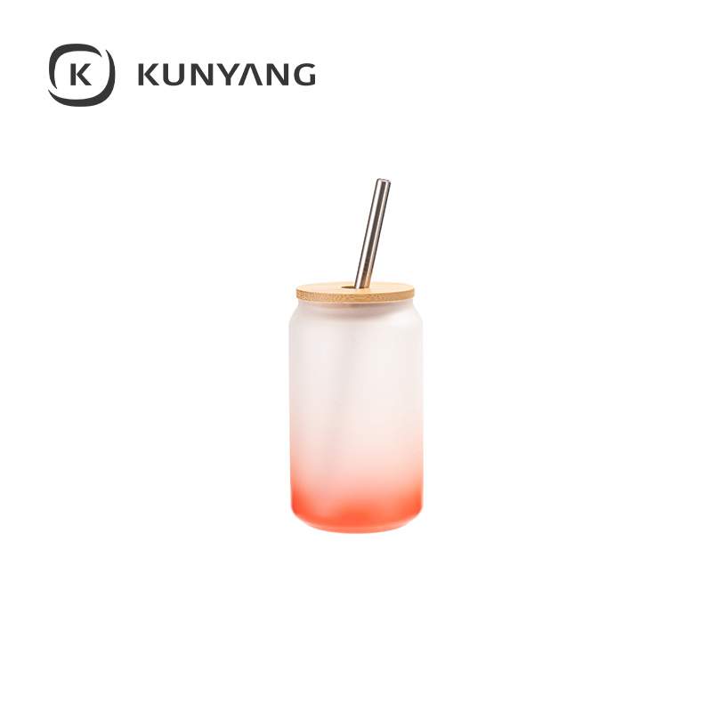 13oz/400ml Glass Mugs with Bamboo Lid Red