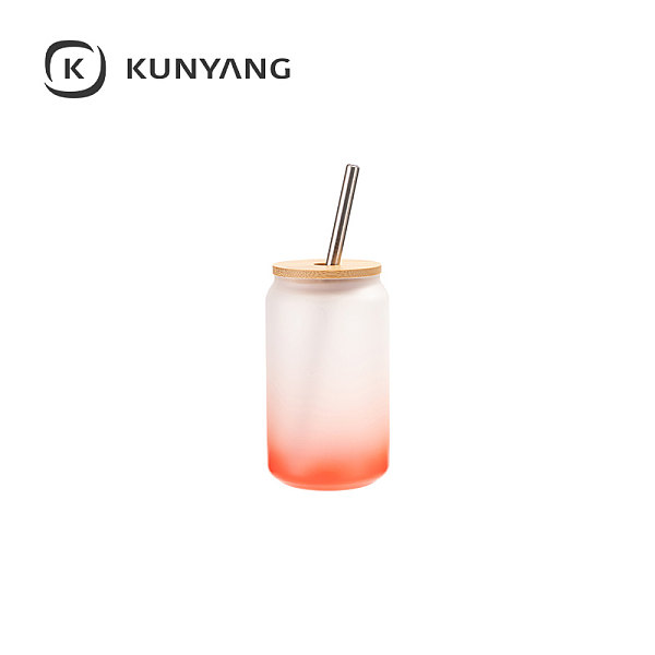 13oz/400ml Glass Mugs with Bamboo Lid Red