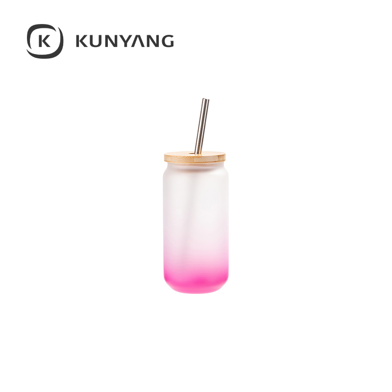 18oz/550ml Glass Mugs with Bamboo Lid Purple