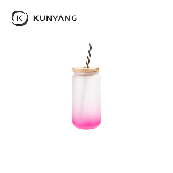 18oz/550ml Glass Mugs with Bamboo Lid Purple
