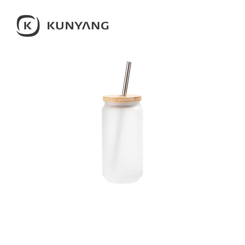 18oz/550ml Glass Mugs with Bamboo Lid White